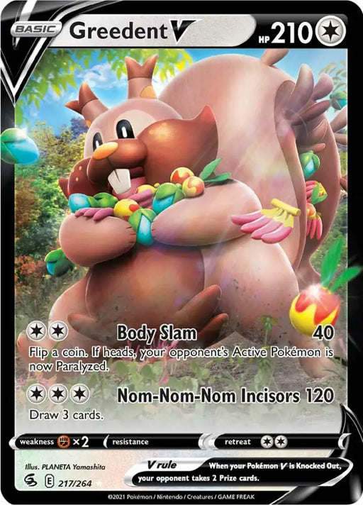 Greedent V (217/264) [Sword & Shield: Fusion Strike] - Pokemon Single