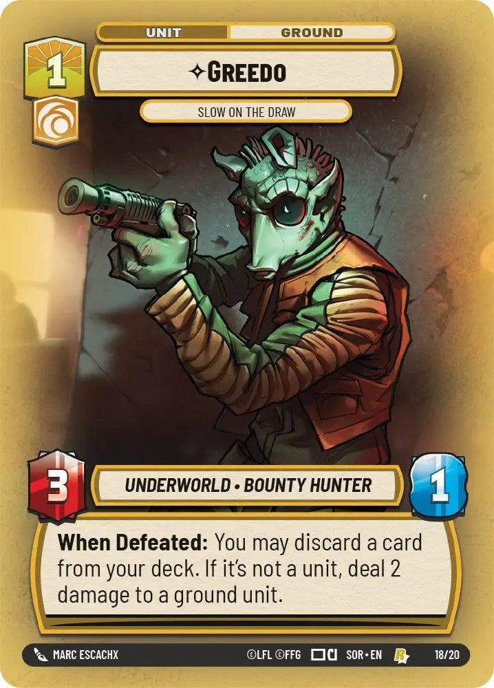 Greedo - Slow on the Draw (18/20) [Spark of Rebellion: Weekly Play] - Star Wars: Unlimited Single
