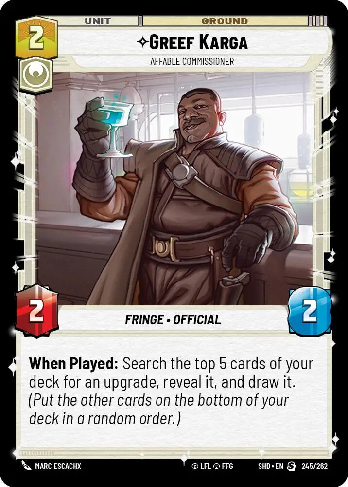 Greef Karga - Affable Commissioner (245/262) [Shadows of the Galaxy] - Star Wars: Unlimited Single