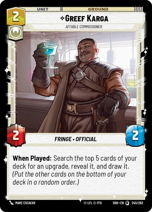 Greef Karga - Affable Commissioner (245/262) [Shadows of the Galaxy] - Star Wars: Unlimited Single