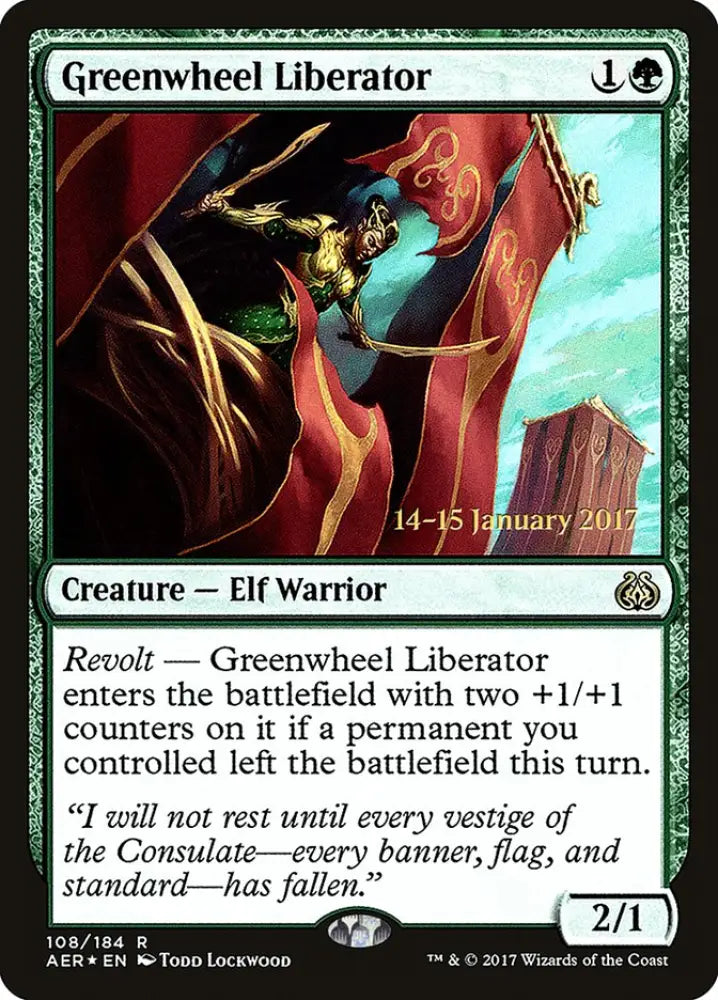 Greenwheel Liberator [Aether Revolt Prerelease Promos] - MTG Single