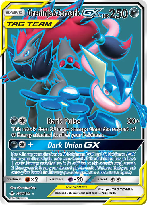 Greninja & Zoroark GX (200/214) [Sun & Moon: Unbroken Bonds] - Pokemon Single