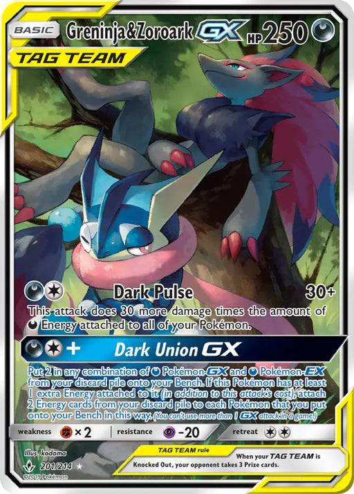 Greninja & Zoroark GX (201/214) [Sun & Moon: Unbroken Bonds] - Pokemon Single