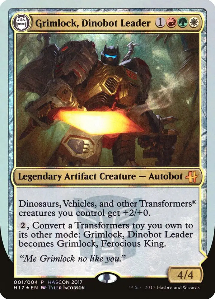 Grimlock Dinobot Leader // Grimlock Ferocious King [HasCon 2017] - MTG Single