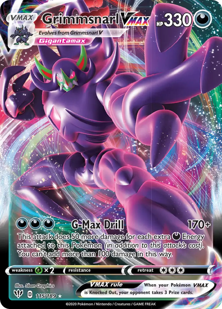 Grimmsnarl VMAX (115/189) [Sword & Shield: Darkness Ablaze] - Pokemon Single