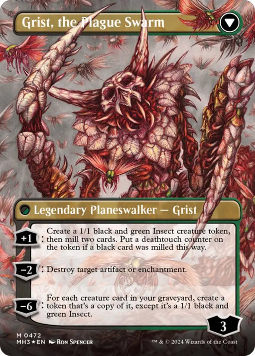 Grist Voracious Larva // Grist the Plague Swarm (Borderless) (Textured Foil) [Modern Horizons 3] - MTG Single
