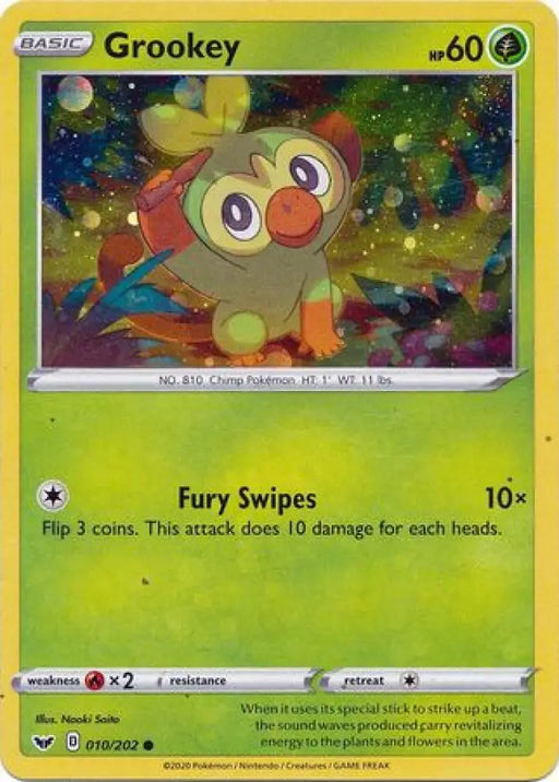 Grookey (010/202) (Cosmos Holo) [Sword & Shield: Base Set] - Pokemon Single