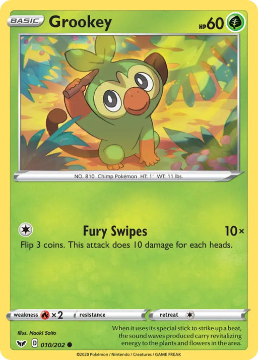 Grookey (010/202) [Sword & Shield: Base Set] - Pokemon Single