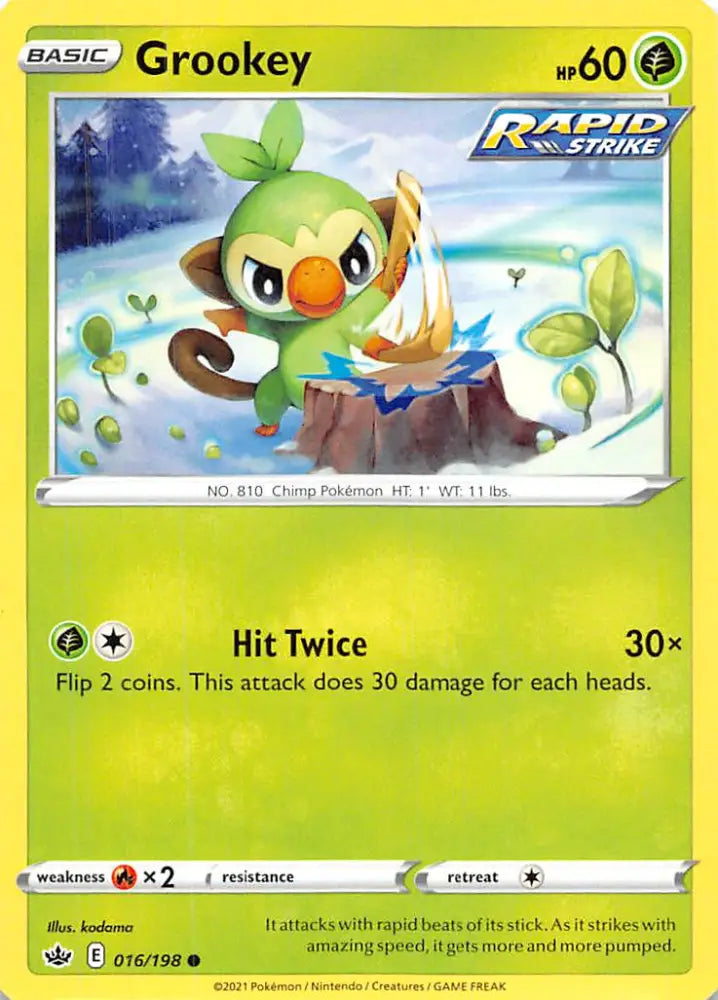Grookey (016/198) [Sword & Shield: Chilling Reign] - Pokemon Single