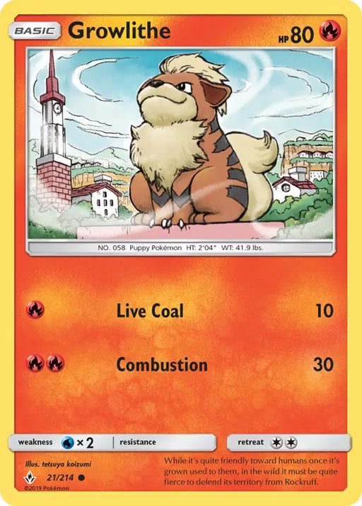 Growlithe (21/214) [Sun & Moon: Unbroken Bonds] - Pokemon Single