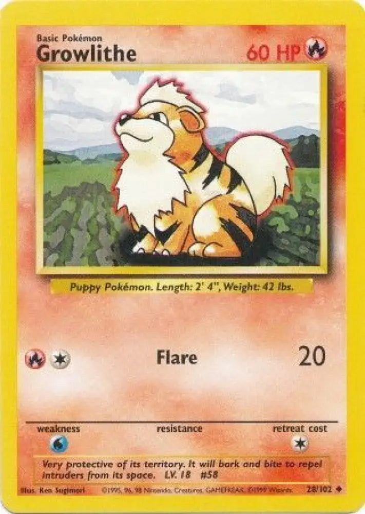 Growlithe (28/102) [Base Set Unlimited] - Pokemon Single