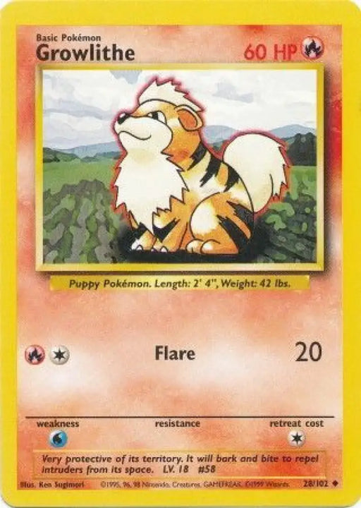 Growlithe (28/102) [Base Set Unlimited] - Pokemon Single