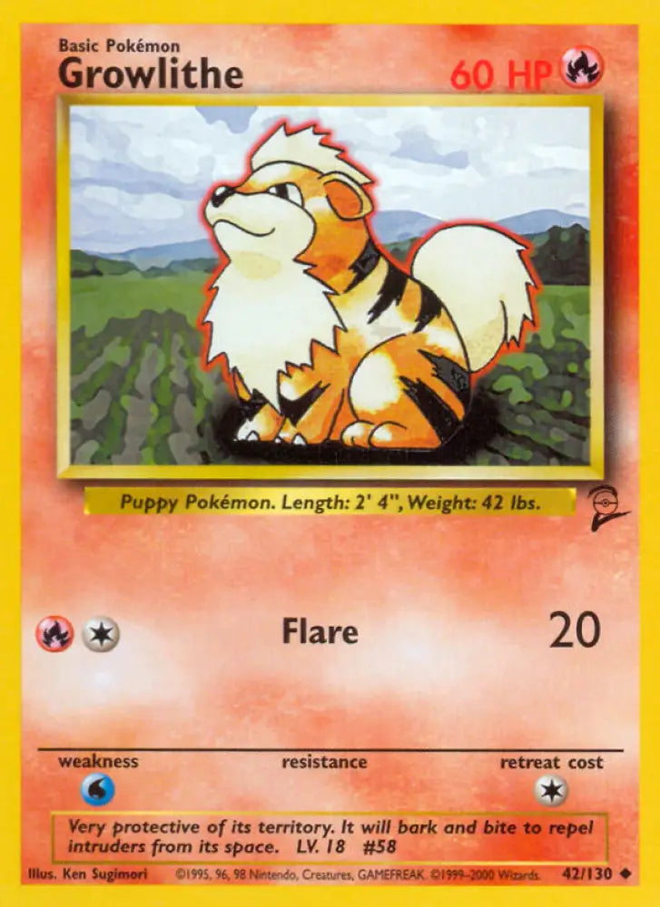 Growlithe (42/130) [Base Set 2] - Pokemon Single