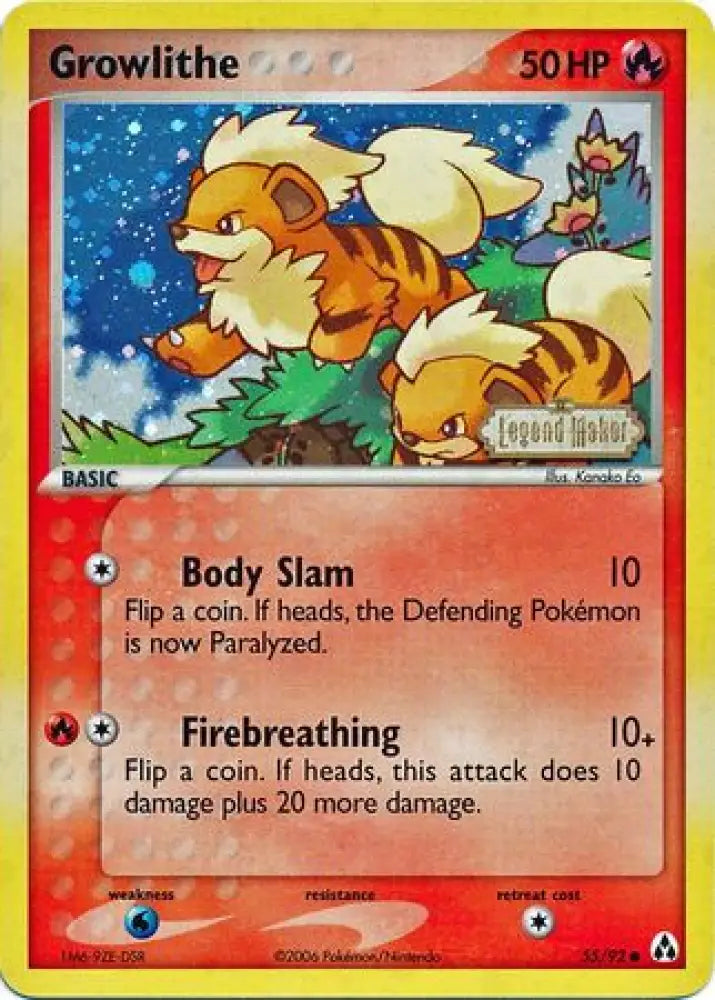 Growlithe (55/92) (Stamped) [EX: Legend Maker] - Pokemon Single