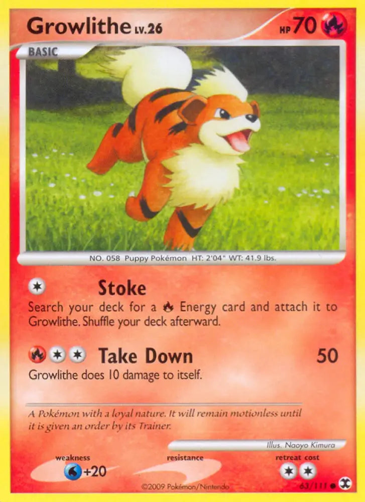 Growlithe (63/111) [Platinum: Rising Rivals] - Pokemon Single