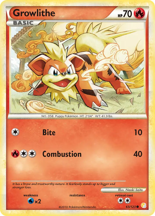 Growlithe (65/123) [HeartGold & SoulSilver: Base Set] - Pokemon Single
