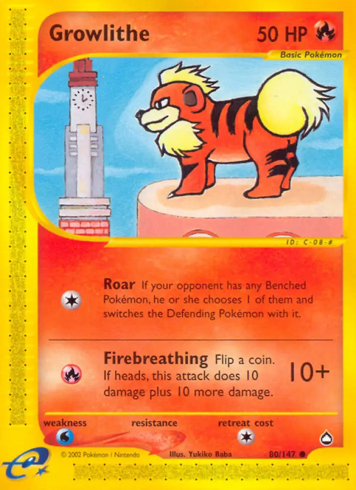 Growlithe (80/147) [Aquapolis] - Pokemon Single