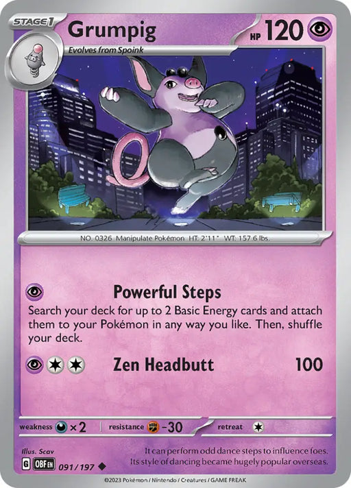 Grumpig (091/197) [Scarlet & Violet: Obsidian Flames] - Pokemon Single