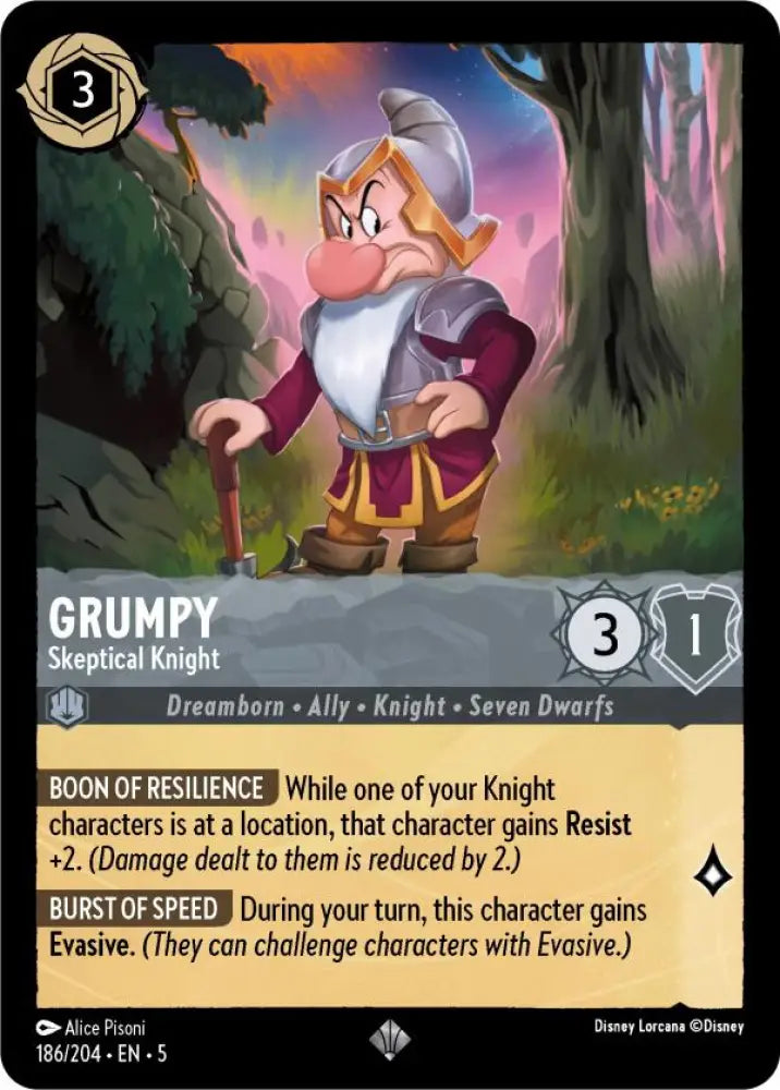 Grumpy - Skeptical Knight (186/204) [Shimmering Skies] - Lorcana Single
