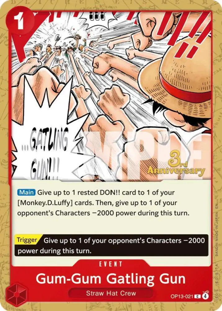 Gum-Gum Gatling Gun (OP13-021) [Carrying On His Will: 3rd Anniversary Tournament Cards]