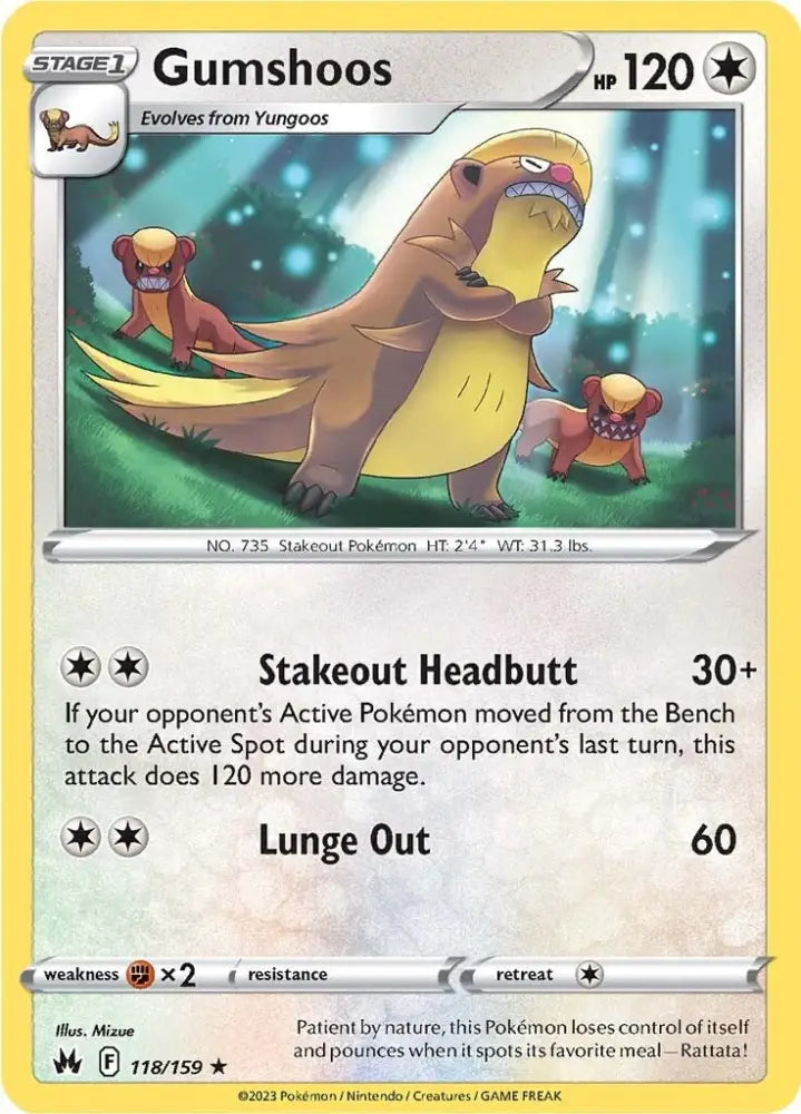 Gumshoos (118/159) [Sword & Shield: Crown Zenith] - Pokemon Single
