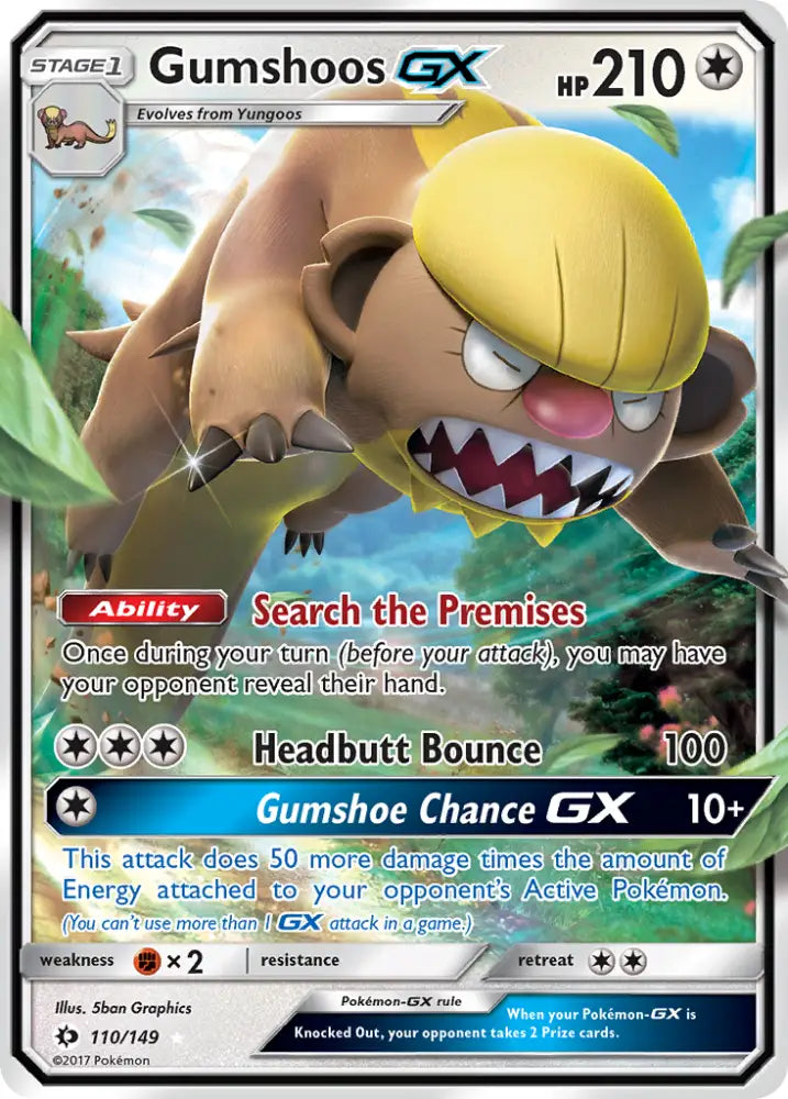 Gumshoos GX (110/149) [Sun & Moon: Base Set] - Pokemon Single