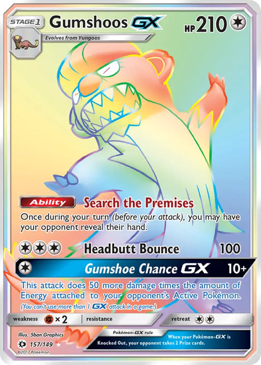 Gumshoos GX (157/149) [Sun & Moon: Base Set] - Pokemon Single