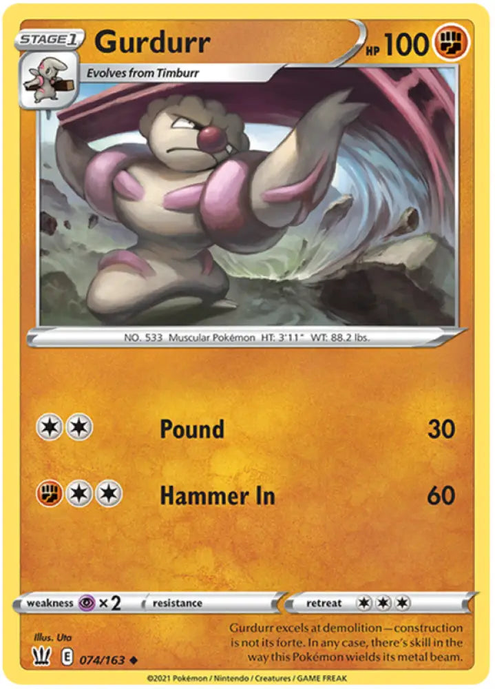 Gurdurr (074/163) [Sword & Shield: Battle Styles] - Pokemon Single