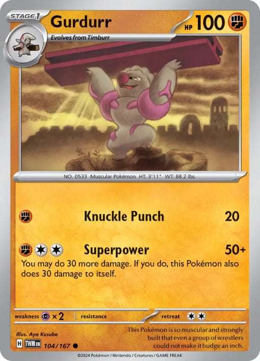 Gurdurr (104/167) [Scarlet & Violet: Twilight Masquerade] - Pokemon Single