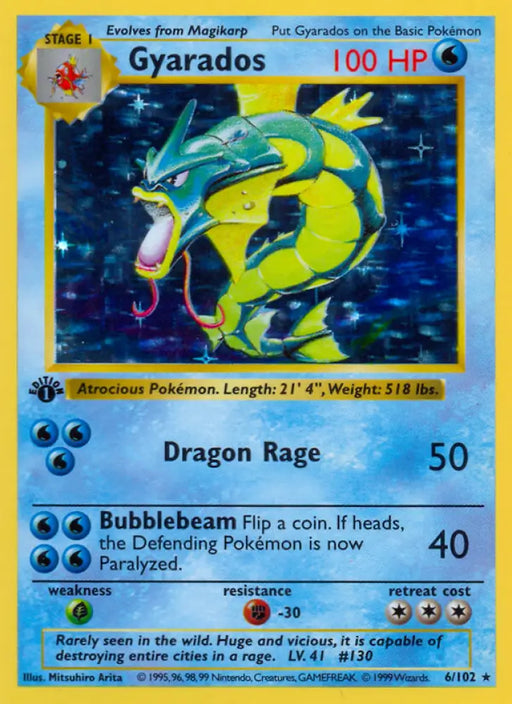 Gyarados (6/102) (Shadowless) [Base Set 1st Edition] - Pokemon Single