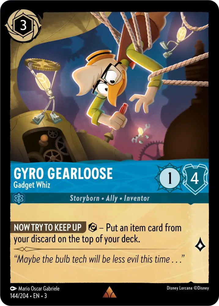 Gyro Gearloose - Gadget Whiz (144//204) [Into the Inklands] - Lorcana Single