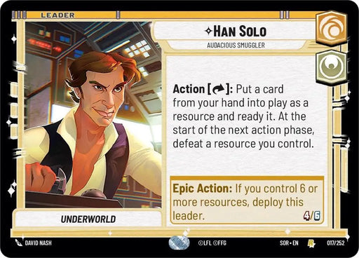 Han Solo - Audacious Smuggler (017/252) [Spark of Rebellion] - Star Wars: Unlimited Single