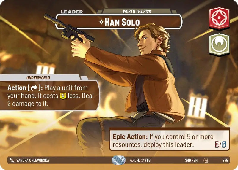 Han Solo - Worth the Risk (Showcase) (275) [Shadows of the Galaxy] - Star Wars: Unlimited Single