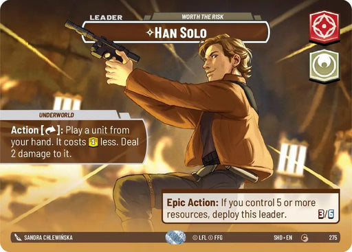 Han Solo - Worth the Risk (Showcase) (275) [Shadows of the Galaxy] - Star Wars: Unlimited Single