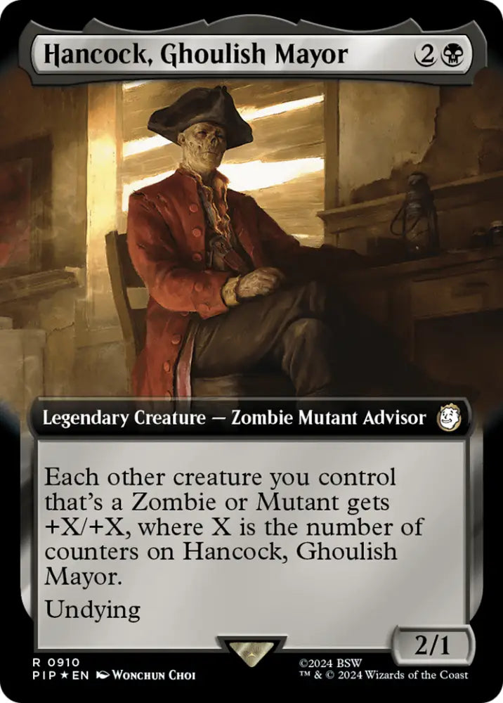 Hancock Ghoulish Mayor (Extended Art) (Surge Foil) [Fallout] - MTG Single