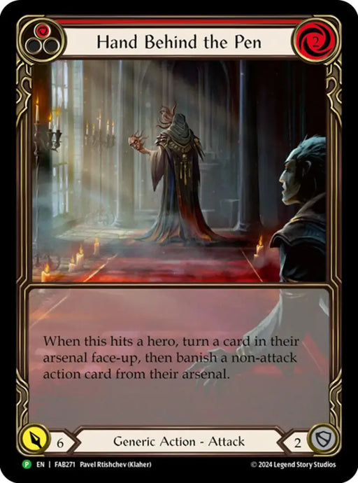 Hand Behind the Pen (Extended Art) [FAB271] (Promo) Rainbow Foil - Flesh And Blood Single