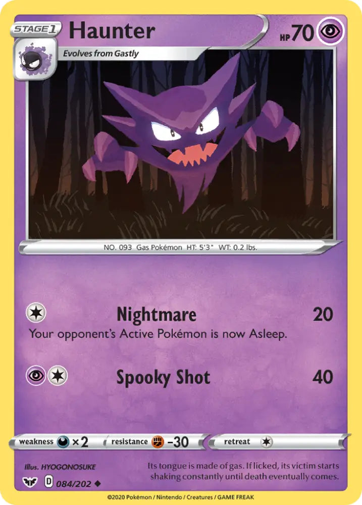 Haunter (084/202) [Sword & Shield: Base Set] - Pokemon Single