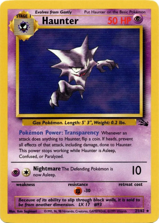 Haunter (21/62) [Fossil Unlimited] - Pokemon Single