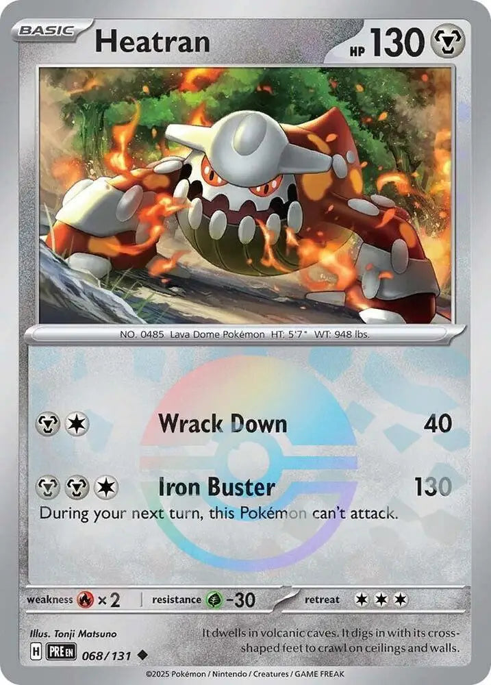 Heatran (068/131) (Poke Ball Pattern) [Scarlet & Violet: Prismatic Evolutions] - Pokemon Single