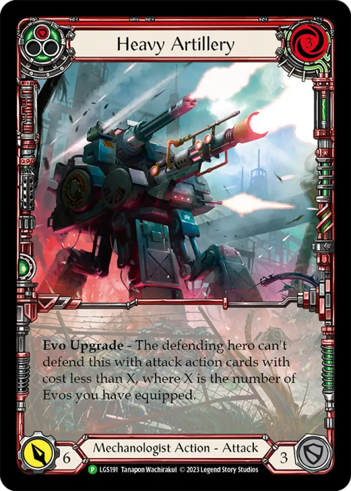Heavy Artillery (Red) [LGS191] (Promo) Rainbow Foil - Flesh And Blood Single
