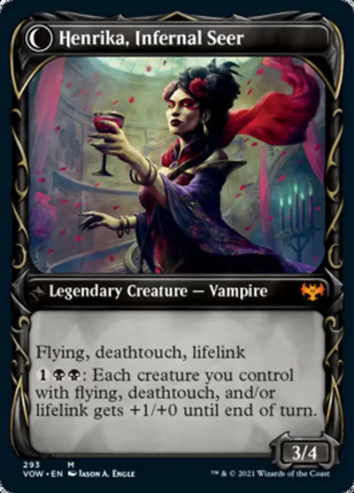Henrika Domnathi // Henrika Infernal Seer (Showcase Fang Frame) [Innistrad: Crimson Vow] - MTG Single