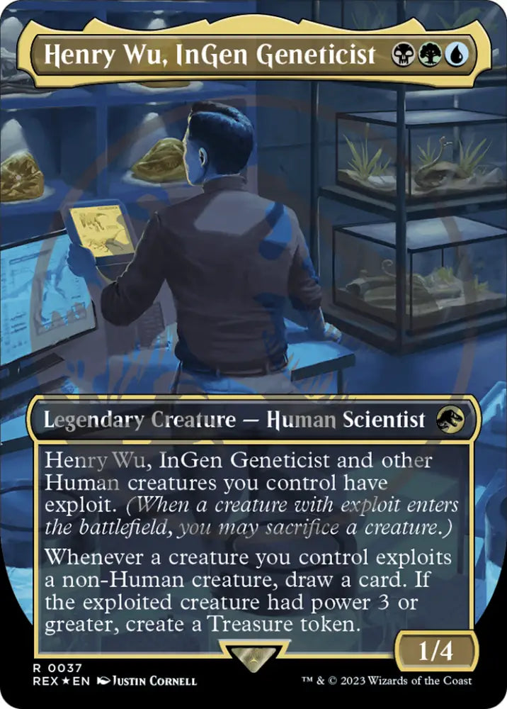 Henry Wu InGen Geneticist (Emblem) (Borderless) [Jurassic World Collection Tokens] - MTG Single