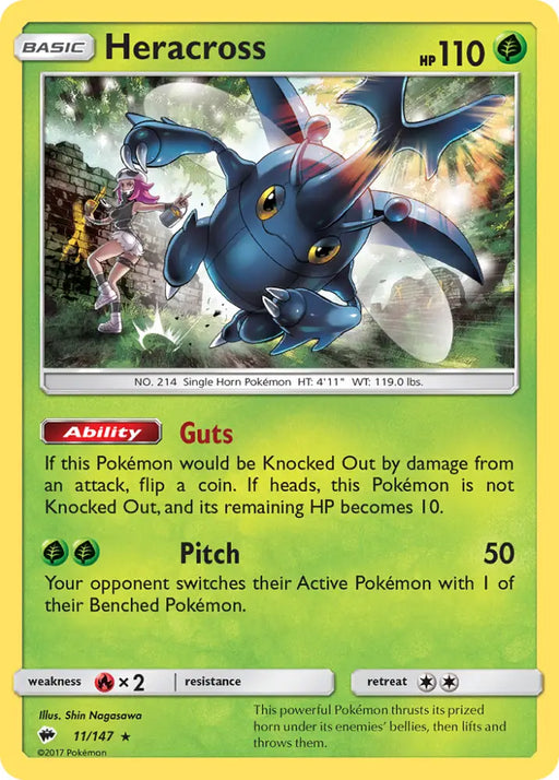 Heracross (11/147) [Sun & Moon: Burning Shadows] - Pokemon Single