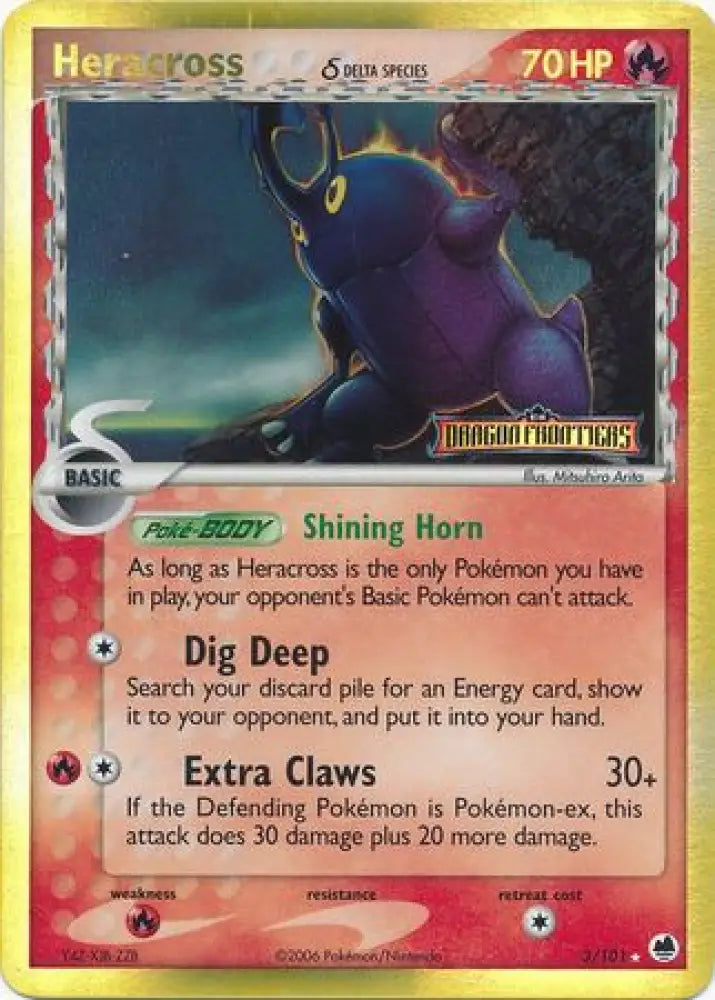 Heracross (3/101) (Delta Species) (Stamped) [EX: Dragon Frontiers] - Pokemon Single