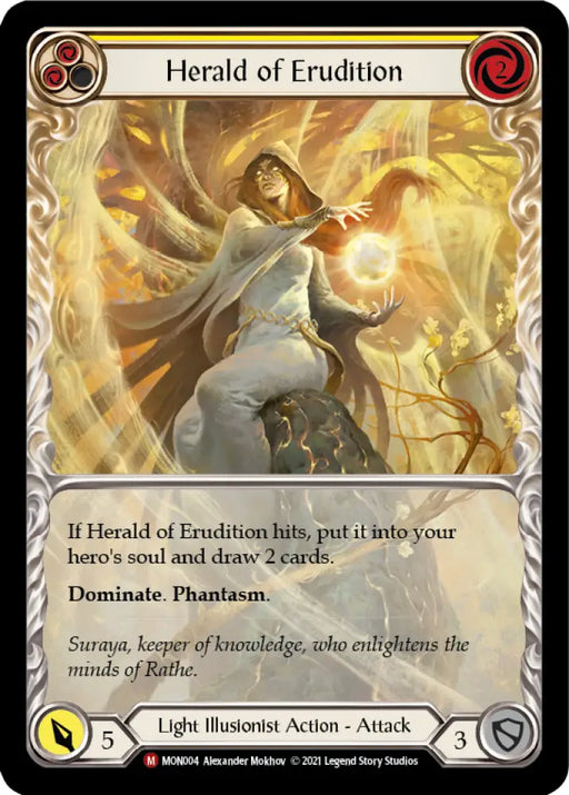 Herald of Erudition (Blue Extended Art) [Monarch 1st Edition] 1st Edition Rainbow Foil - Flesh And Blood Single
