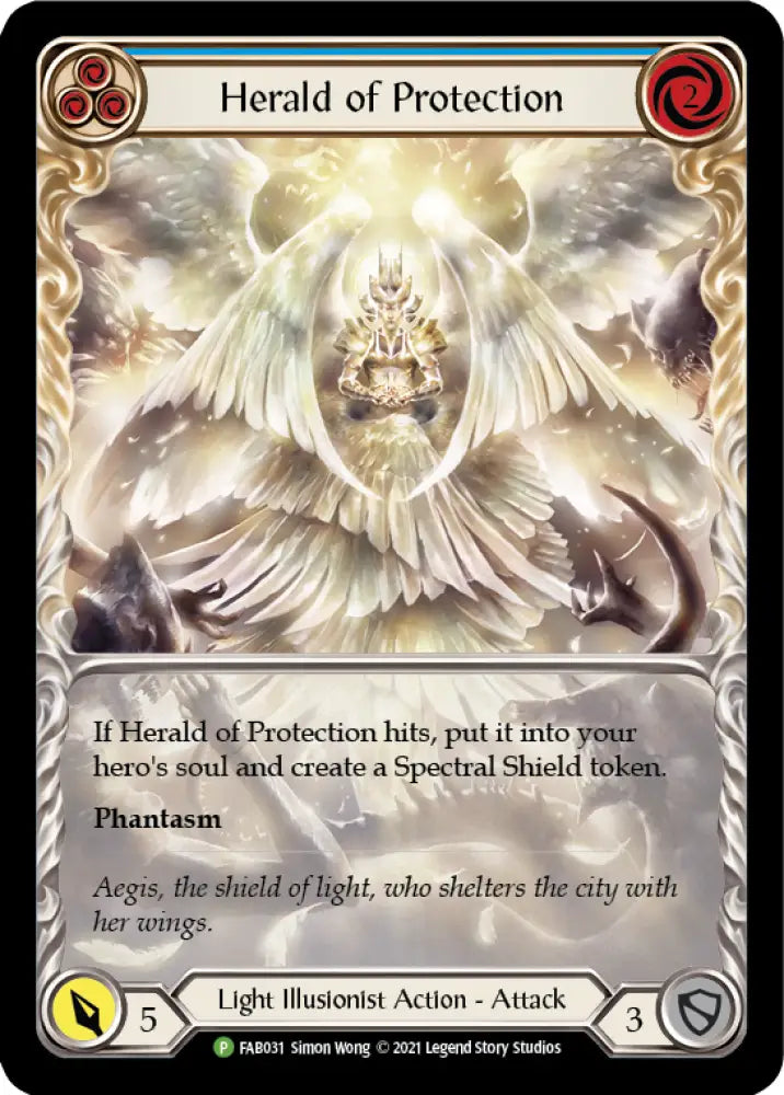 Herald of Protection (Blue Extended Art) [FAB031] (Promo) Rainbow Foil - Flesh And Blood Single