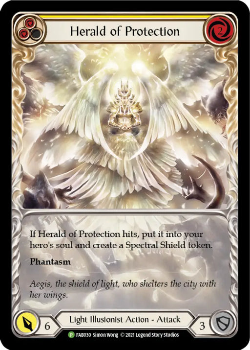 Herald of Protection (Yellow Extended Art) [FAB030] (Promo) Rainbow Foil - Flesh And Blood Single
