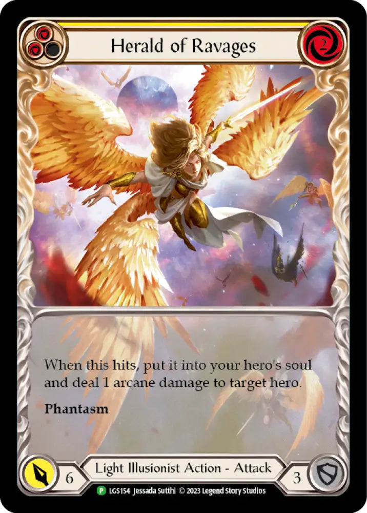 Herald of Ravages (Yellow) (Extended Art) [LGS154] (Promo) Rainbow Foil - Flesh And Blood Single