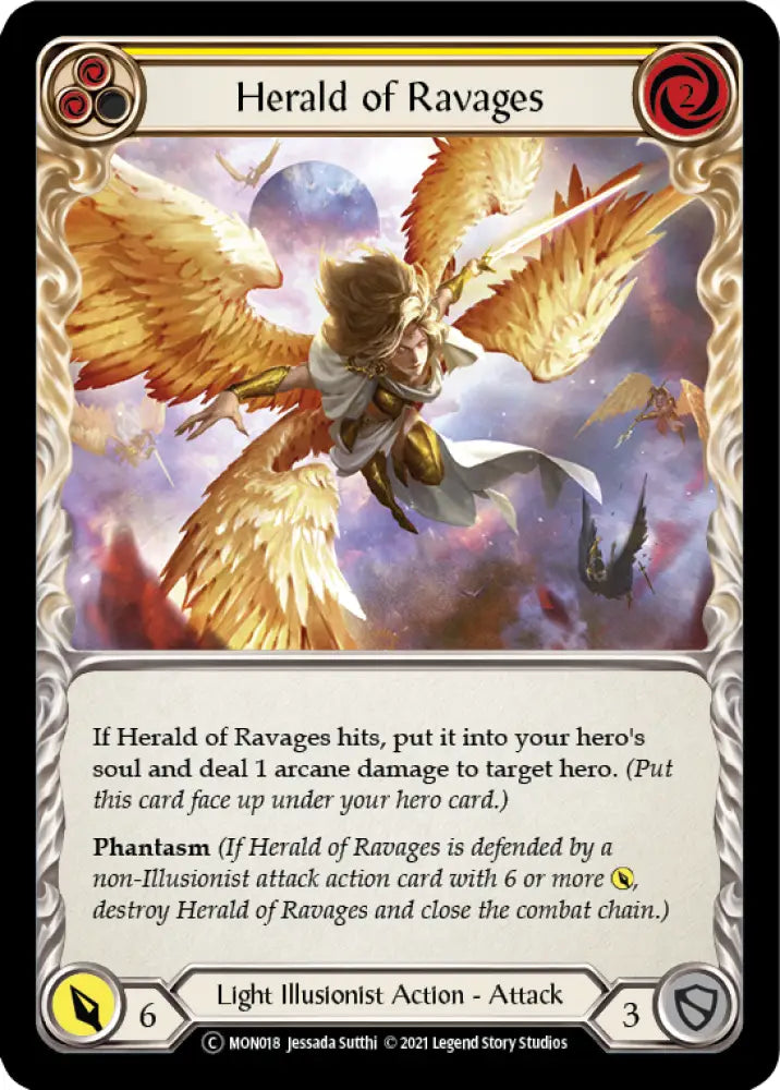 Herald of Ravages (Yellow) [Monarch Unlimited] Unlimited Rainbow Foil - Flesh And Blood Single