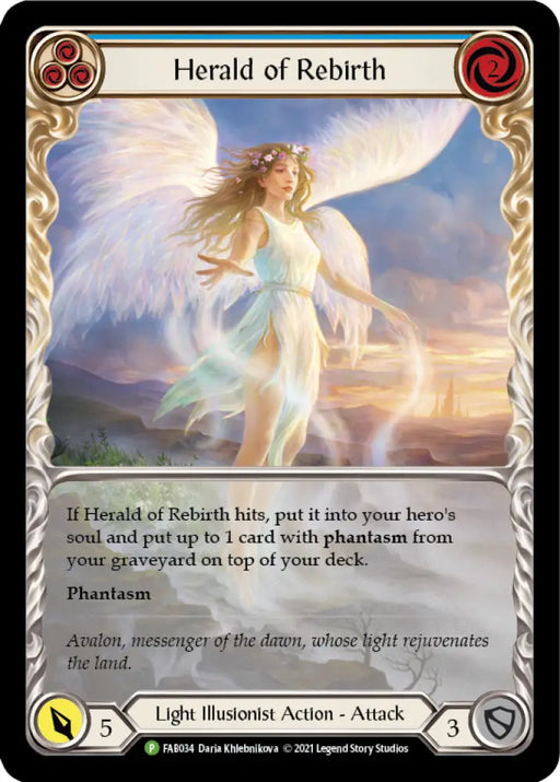 Herald of Rebirth (Blue) [FAB034] (Promo) Rainbow Foil - Flesh And Blood Single